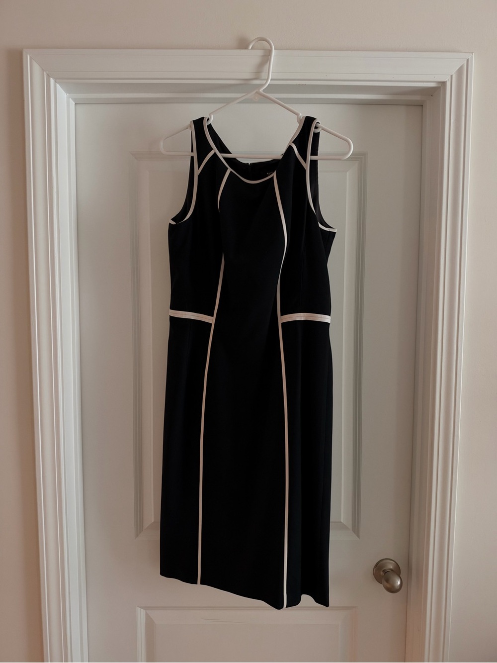 White House Black Market Black Dress with White Trim
